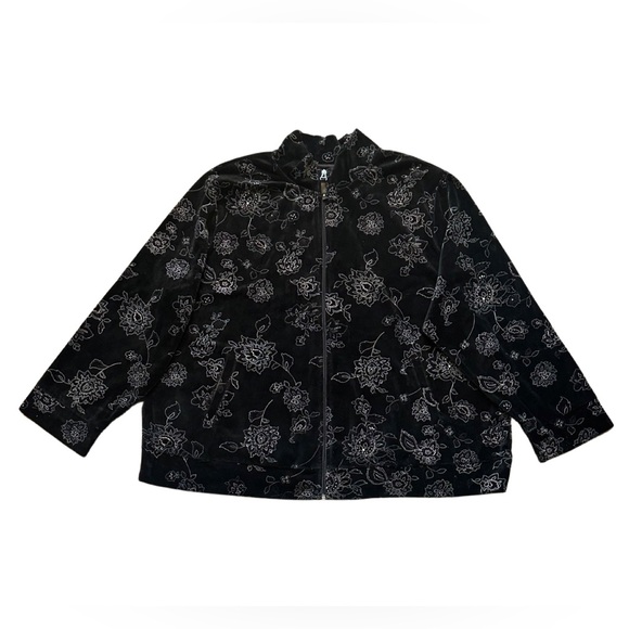 NYL Jackets & Blazers - 💜 Vintage NYL velour jacket floral embroidery size 3X